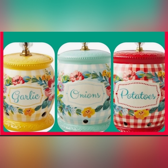 New Arrival 2023 Pioneer Woman Sweet Romance Gingham Keepers 3 Piece Set - Picture 1 of 8